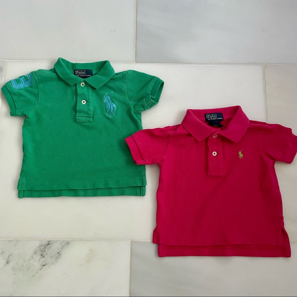 Bundle of Polo Shirts in Green & Pink 9 Months